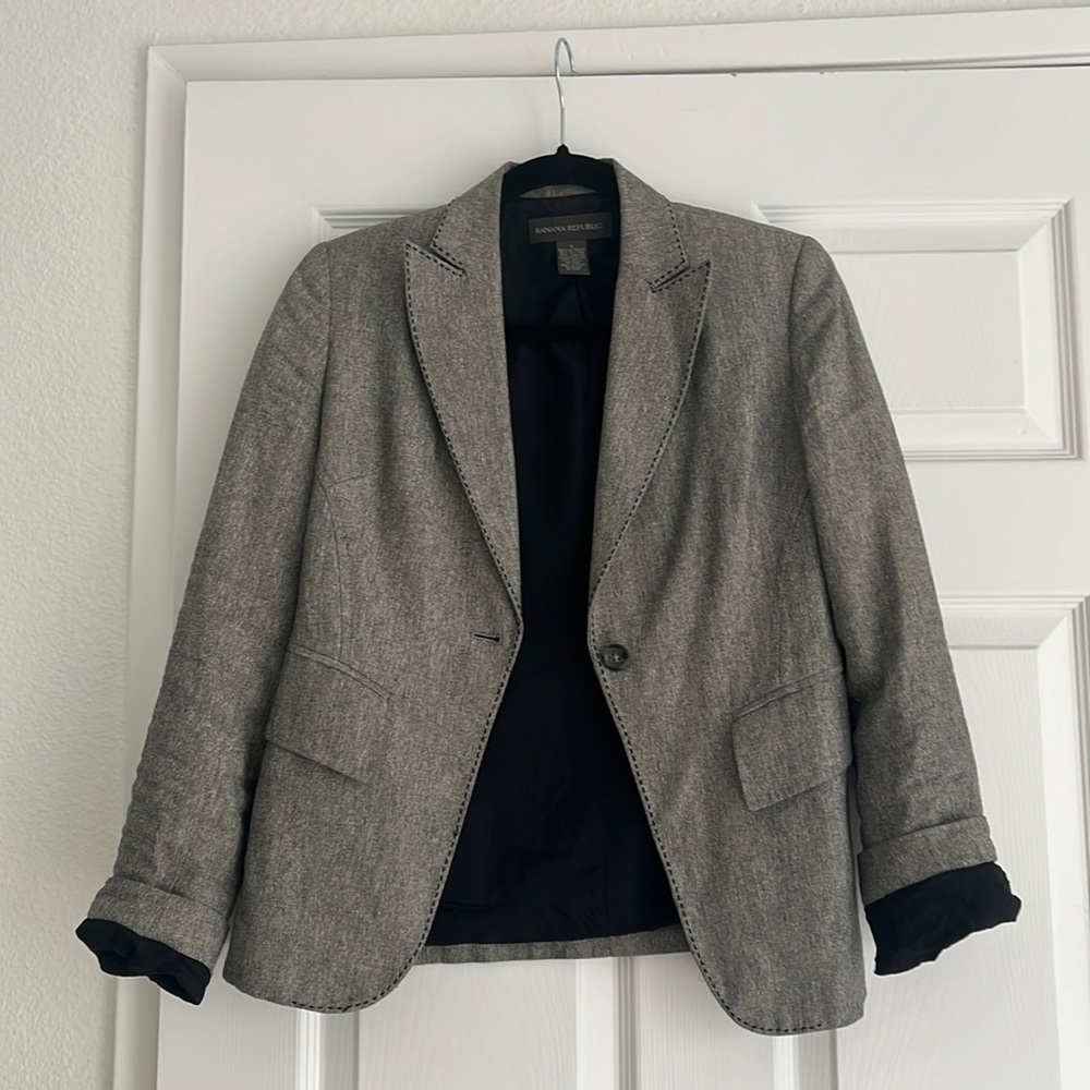 Grey Linen-Silk Blazer